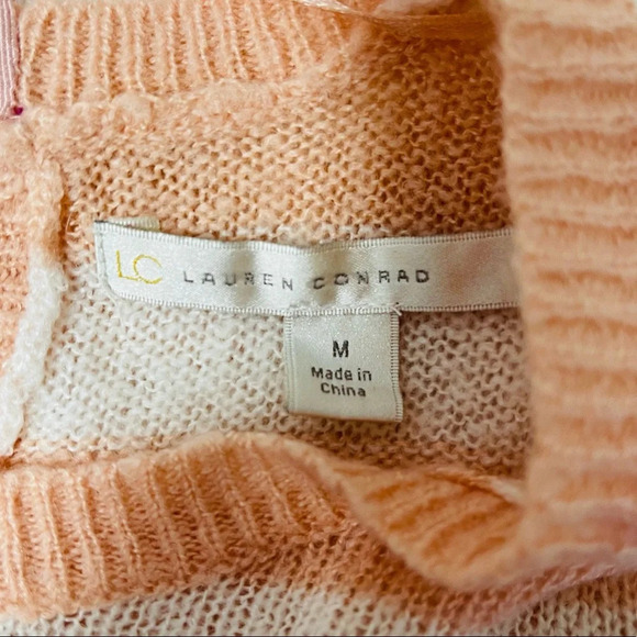 LC Lauren Conrad Peach & White Striped Open Back Knit Sweater Medium Women’s - Picture 10 of 12